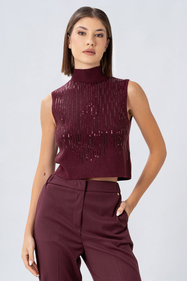 Maglia con dettagli in paillettes - MAGLIA S/M JANAX
