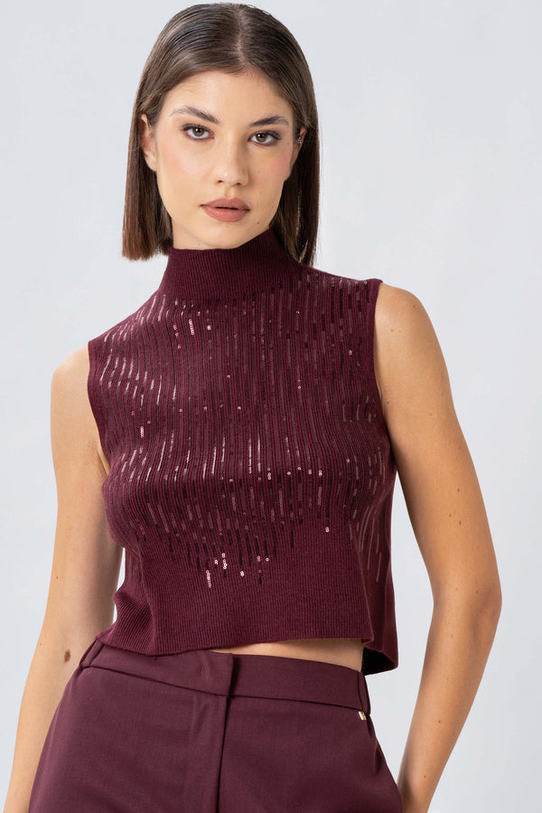 Maglia con dettagli in paillettes - MAGLIA S/M JANAX