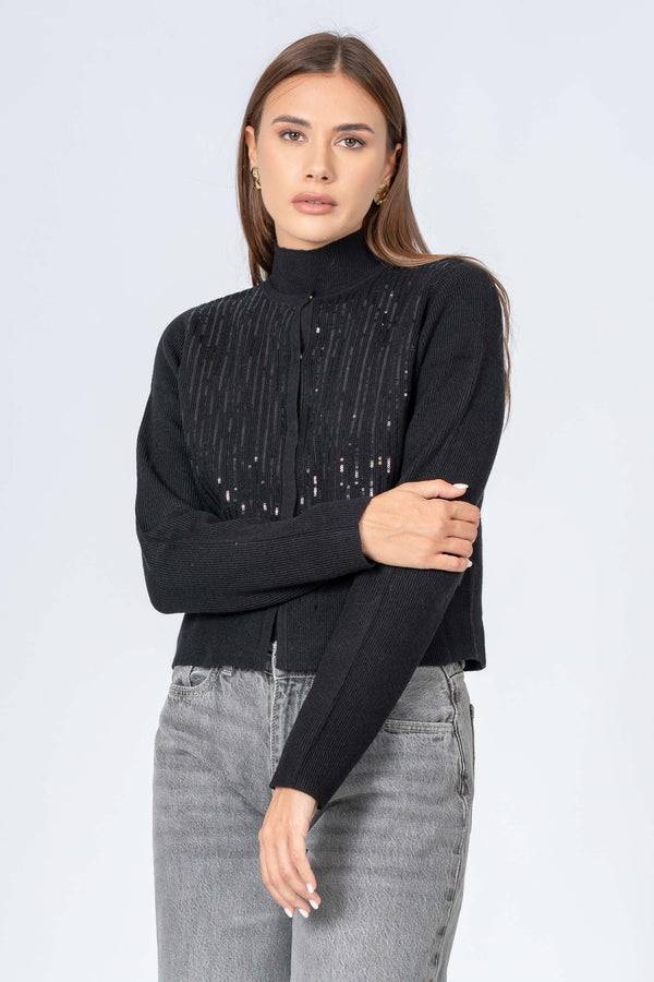 Cardigan pull manches longues avec strass - Tricot CARDIGAN  JAYX