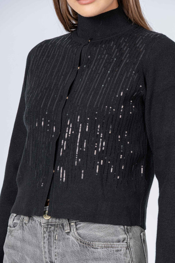Cardigan pull manches longues avec strass - Tricot CARDIGAN  JAYX