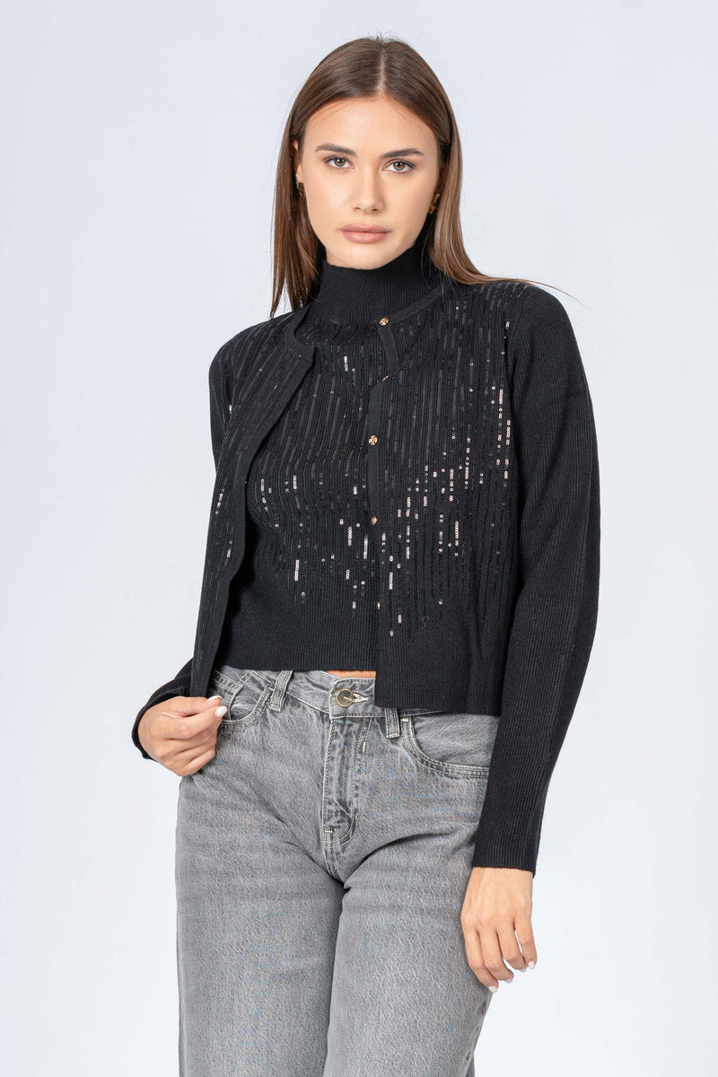 Maglia cardigan con paillettes - MAGLIA CARDIGAN M/L JAYX
