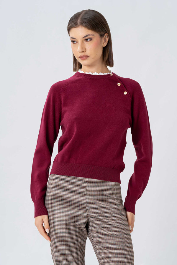 Maglia con bottoni e pizzo sangallo - MAGLIA M/L MIANNAX