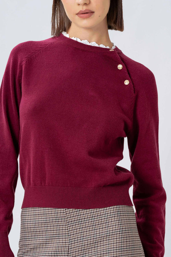 Maglia con bottoni e pizzo sangallo - MAGLIA M/L MIANNAX