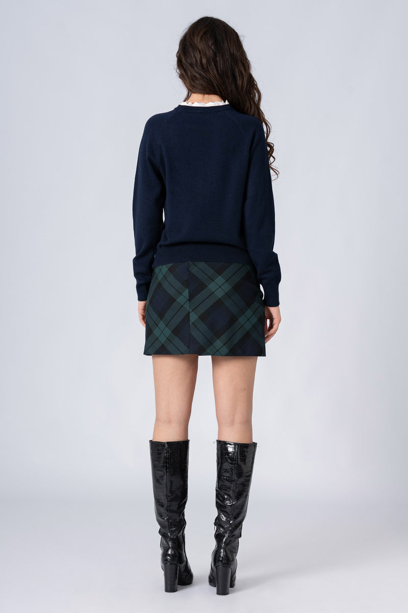 Pull avec col effet dentelle et boutons - Tricot  MIANNAX