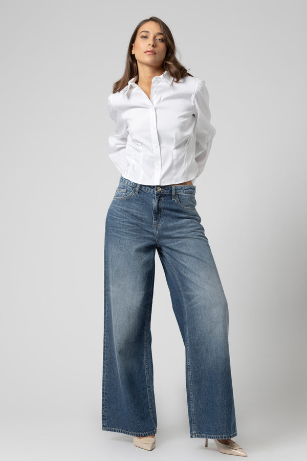 Pantalon jambes larges en denim - Pantalon Denim MELORYX