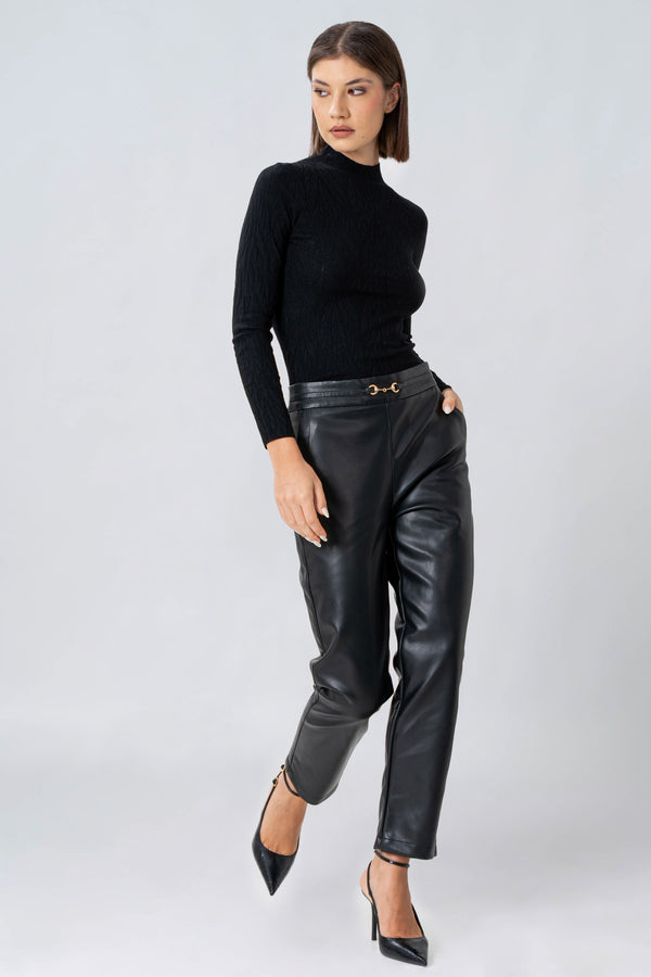 Pantaloni straight in ecopelle - PANTALONE ECOPELLE ARARURAX