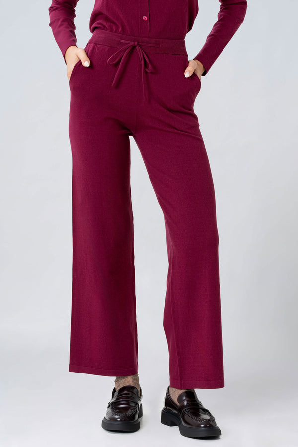 Soft elasticated tied knit trousers - NIRIANNAX knit pants