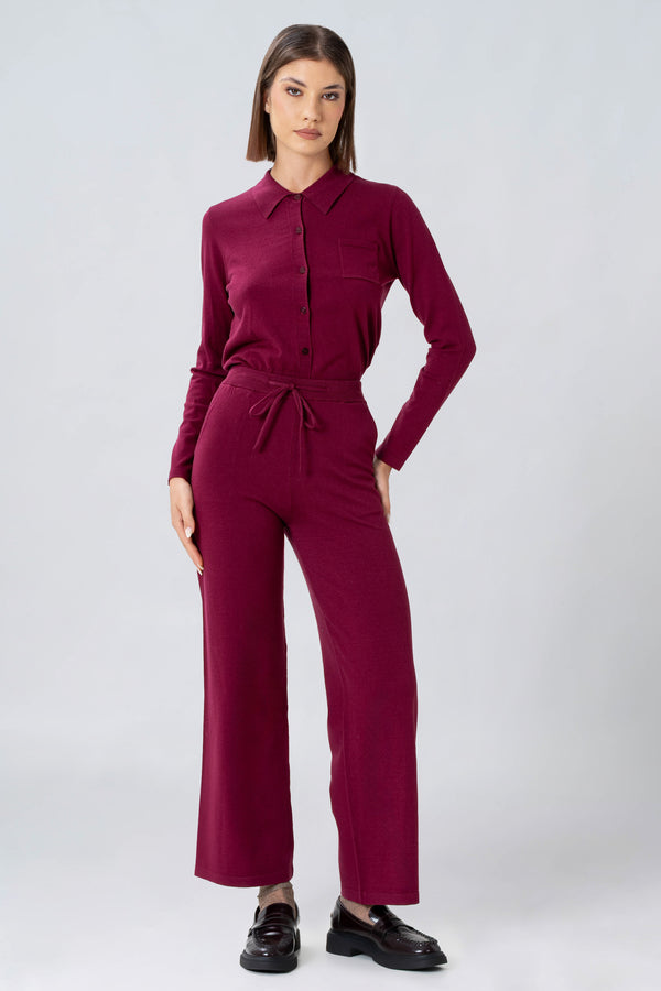 Soft elasticated tied knit trousers - NIRIANNAX knit pants