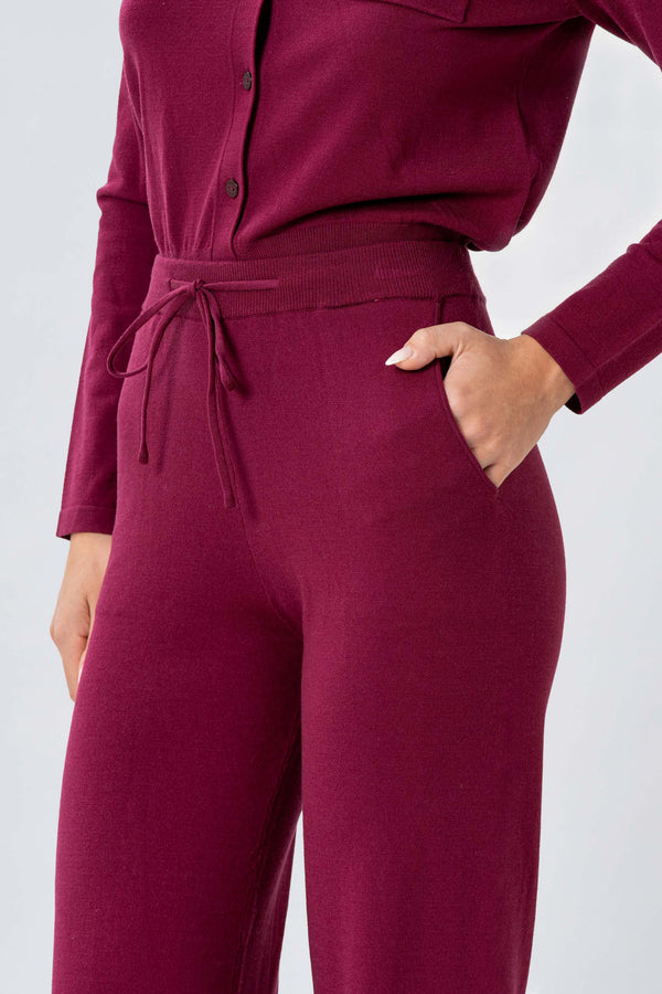 Soft elasticated tied knit trousers - NIRIANNAX knit pants