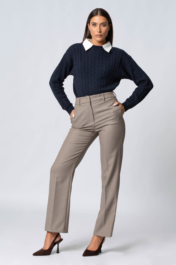 Pantaloni dritti pied de poule - Pantalone Fashion BEMAKX