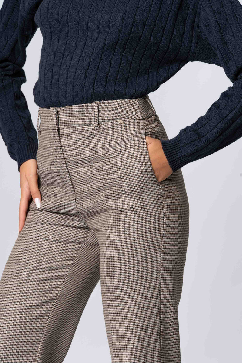 Pantaloni dritti pied de poule - Pantalone Fashion BEMAKX