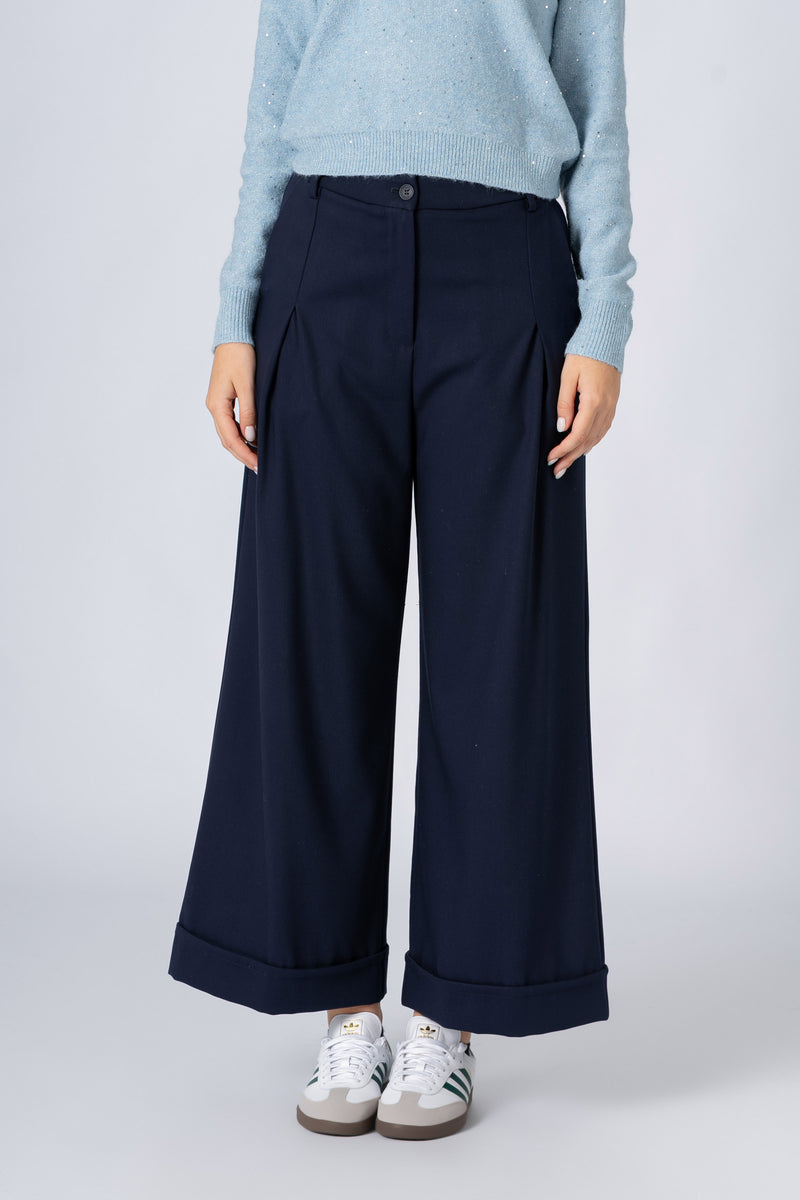 Pantalon large avec poches et revers - PANTALON BARBARAX