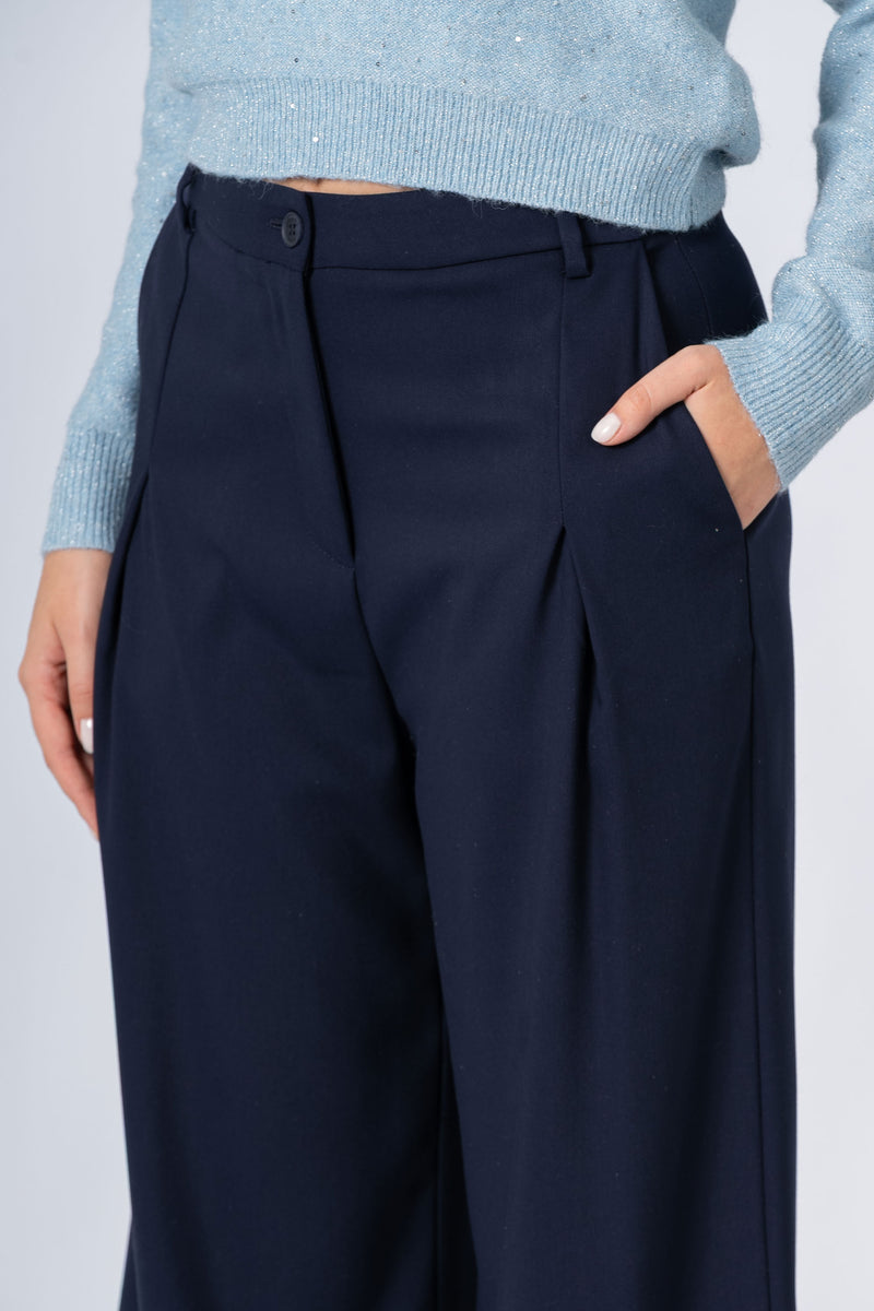 Pantalon large avec poches et revers - PANTALON BARBARAX