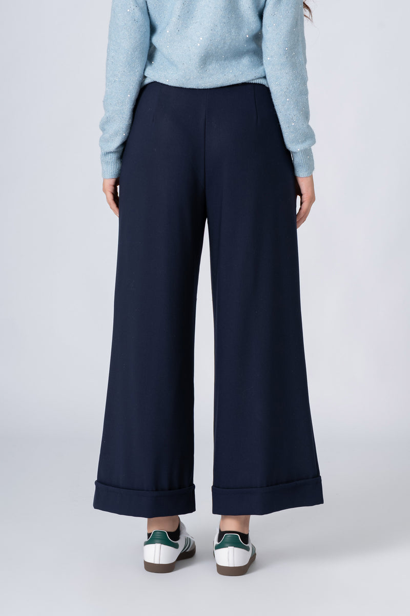 Pantalon large avec poches et revers - PANTALON BARBARAX