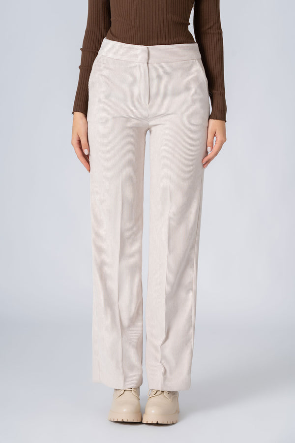 Lightly ribbed full length trousers - Trousers LUTOX