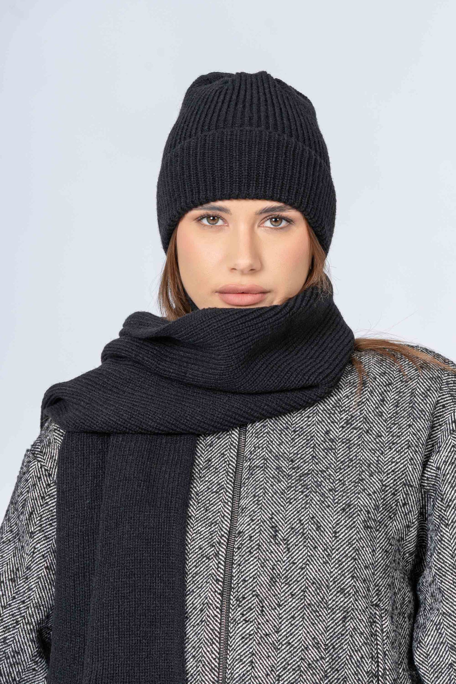 Yanmucy Set Cappello E Sciarpa Invernale Da Donna - Passamontagna Antivento Con Fodera Calda (Nero)