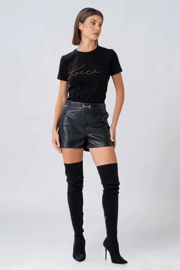 Shorts in ecopelle con cinturino - SHORT ECOPELLE ARASHEAX
