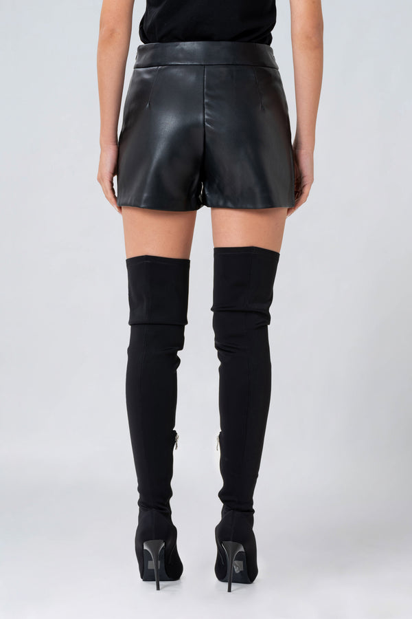 Shorts in ecopelle con cinturino - SHORT ECOPELLE ARASHEAX