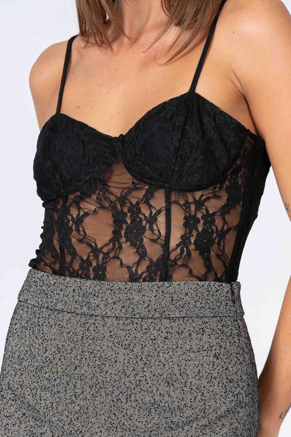 Top in pizzo con spalline sottili - TOP LORELLAX