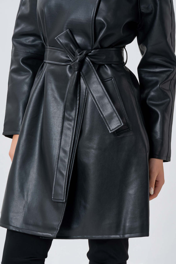 Trench in ecopelle con cintura - TRENCH ECOPELLE  ARAVARAX