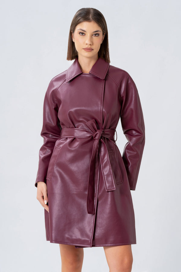Trench in ecopelle con cintura - TRENCH ECOPELLE  ARAVARAX