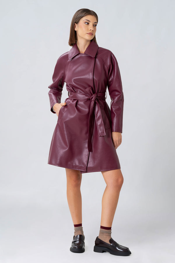 Trench in ecopelle con cintura - TRENCH ECOPELLE  ARAVARAX