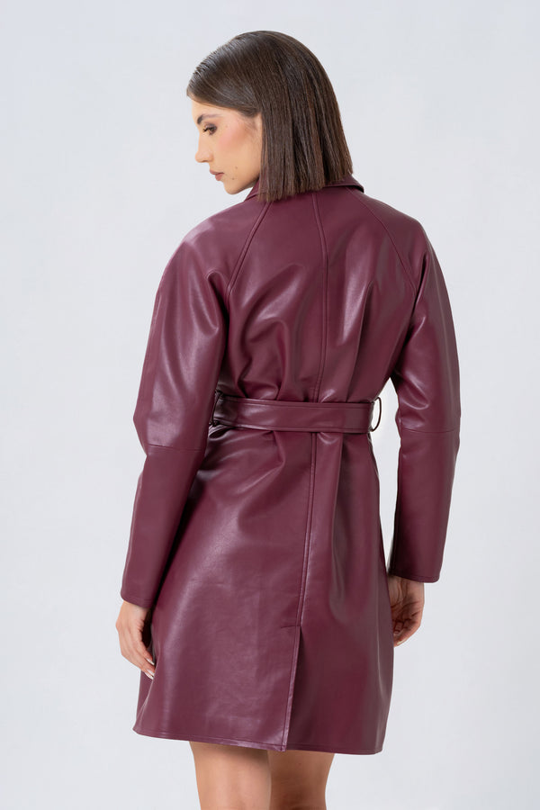 Trench in ecopelle con cintura - TRENCH ECOPELLE  ARAVARAX
