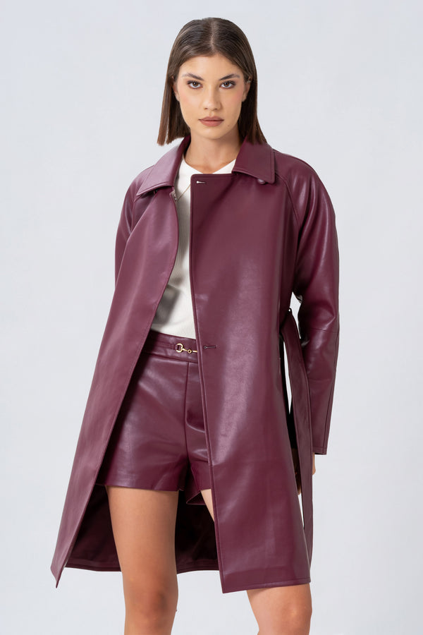 Trench in ecopelle con cintura - TRENCH ECOPELLE  ARAVARAX