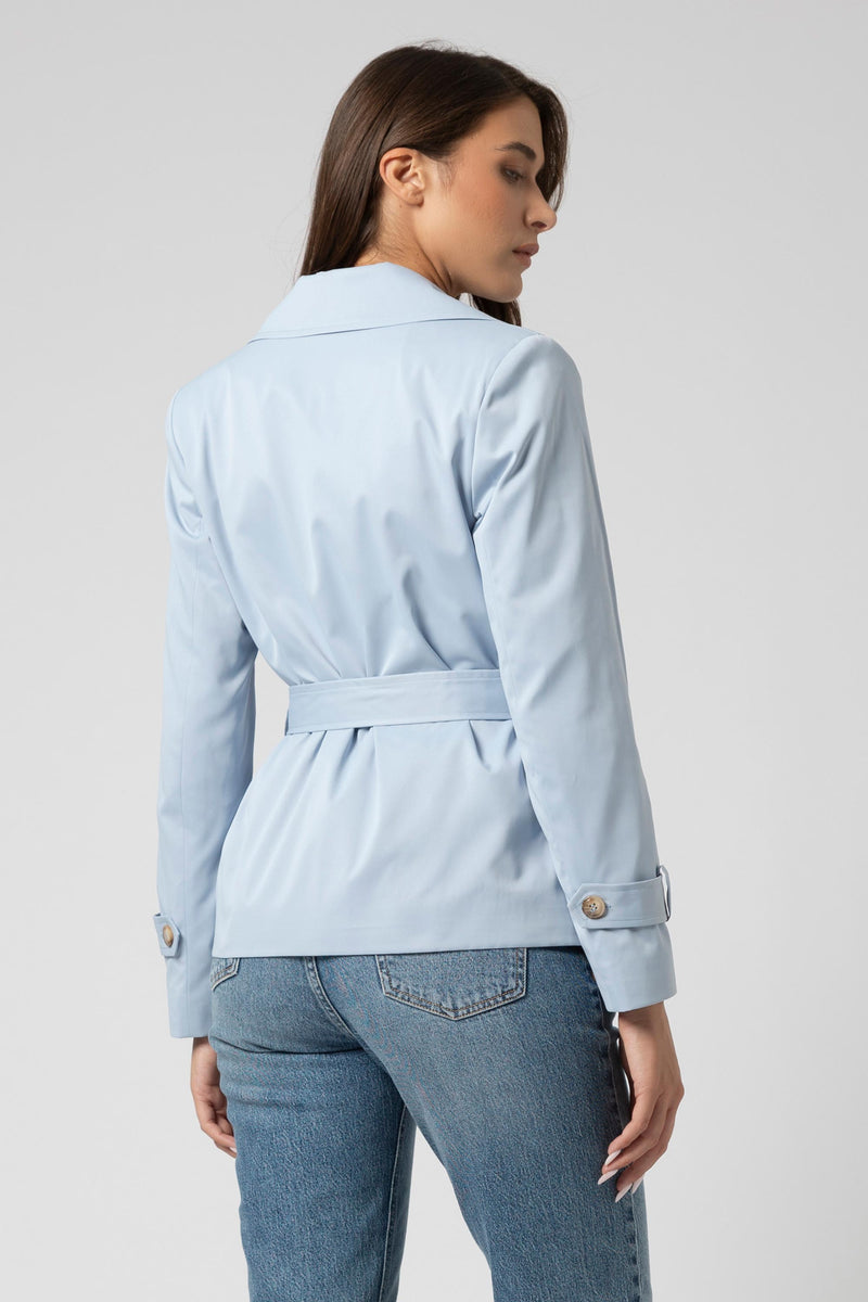 Trench court avec revers et ceinture - Trench HEWAYX