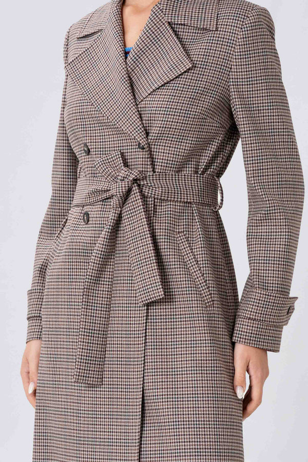 Long finely chequered trench coat - Trench BEKLONGX