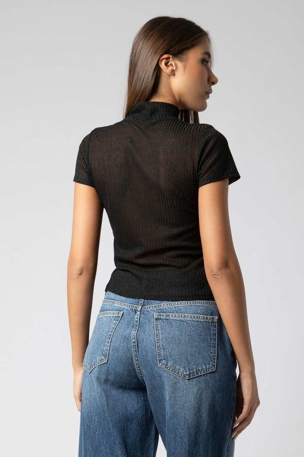 T-shirt a costine con collo alto - T-shirt IDSIX
