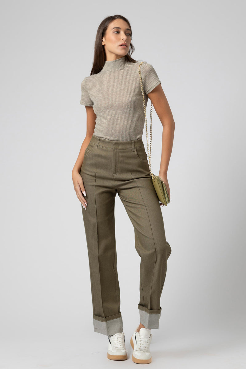 T-shirt a costine con collo alto - T-shirt IDSIX