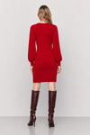 Vestido de punto con manga abullonada y escote lágrima - Vestido de punto OTTONYE