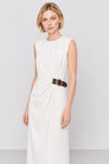 Robe sans manches avec détail drapé et ceinture à boucle - Robe LEONOR