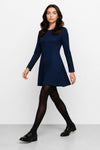 Dress with long sleeves, a flared skirt and studded cuffs - RICO Dress