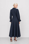 Wrap dress with long puffed sleeves and a flared skirt - FAMIANO Dress