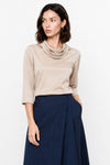Blusa in viscosa con scollo ad anello e maniche a 3/4 - Blusa AGGEO