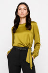 Blusa da donna in viscosa con maniche lunghe e nodo in vita - Blusa ALCINO
