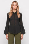 Blouse transparente à col classique et manches évasées - Chemisier CARCINO