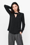 Blusa de manga larga con textura y lazo al cuello - Blusa CATALDO
