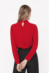 Blouse with a tie neck and an asymmetrical hem - DOVIGLIO blouse