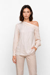 Blouse asymétrique à épaule dénudée et manches longues - Chemisier ELVEZIO