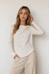 Blouse fluide à manches longues avec un détail drapé - Chemisier EREBO