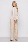 Long-sleeve blouse with a draped shoulder and buttoned cuffs - EREBO blouse