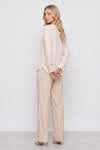 Long-sleeve blouse with a draped shoulder and buttoned cuffs - EREBO blouse