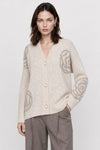 Cappotto in maglia da donna con bottoni e motivo floreale - Cappotto In Maglia EUFLAMIA