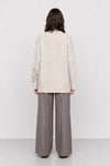 Knitted cardigan with a V-neckline and a floral pattern - EUFLAMIA Knitted Coat