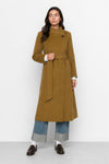 Manteau long en laine avec col asymétrique et ceinture - Manteau DAMODAR
