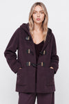 Manteau femme en laine à capuche et brandebourgs - Manteau DEEPAK