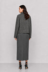 Coat with a houndstooth pattern and floral appliqué - CRESPINO coat